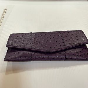 Lee Sands clutch/shoulder purse / crossbody NWOT Eggplant Faux ostrich